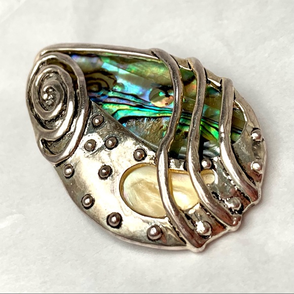 Abalone & Mother of Pearl Silver Tone Pendant - Picture 10 of 12